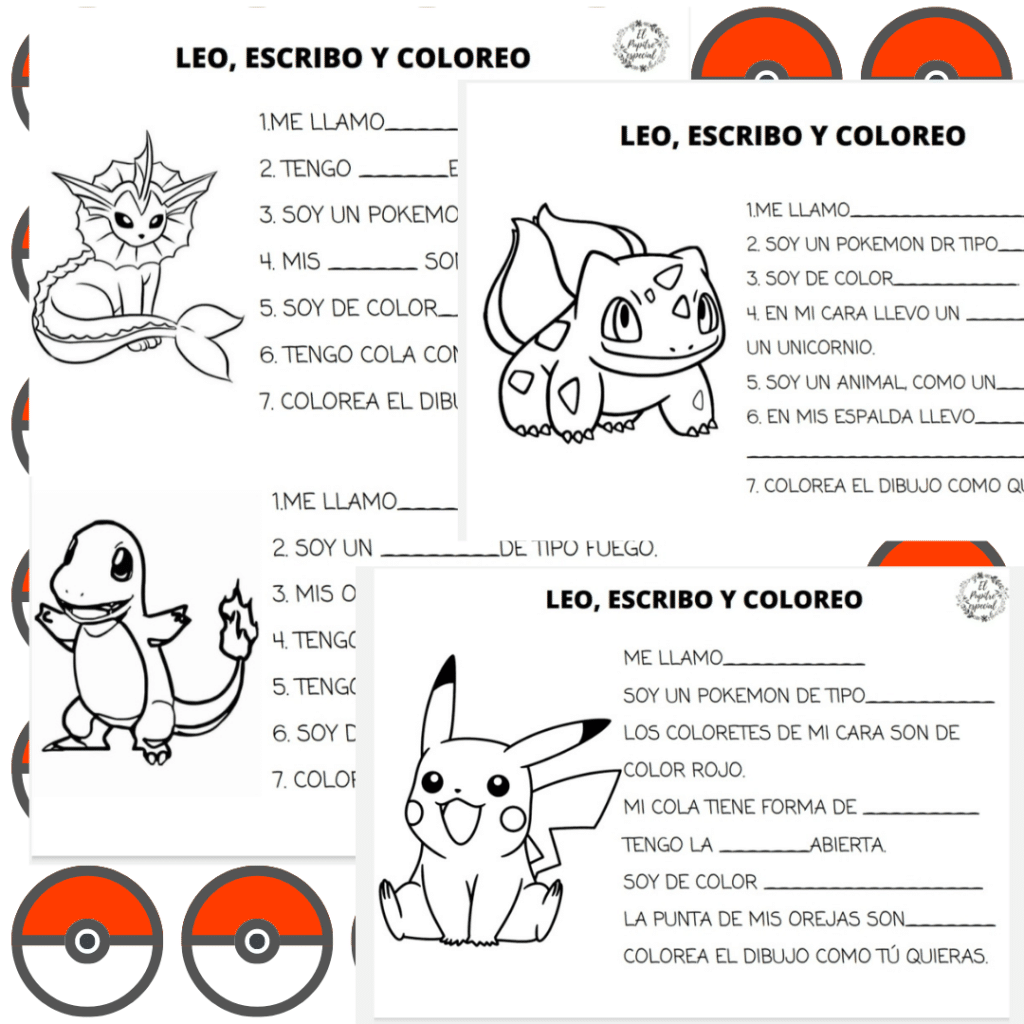 LEO ESCRIBO Y COLOREO POKEMON Kumubox