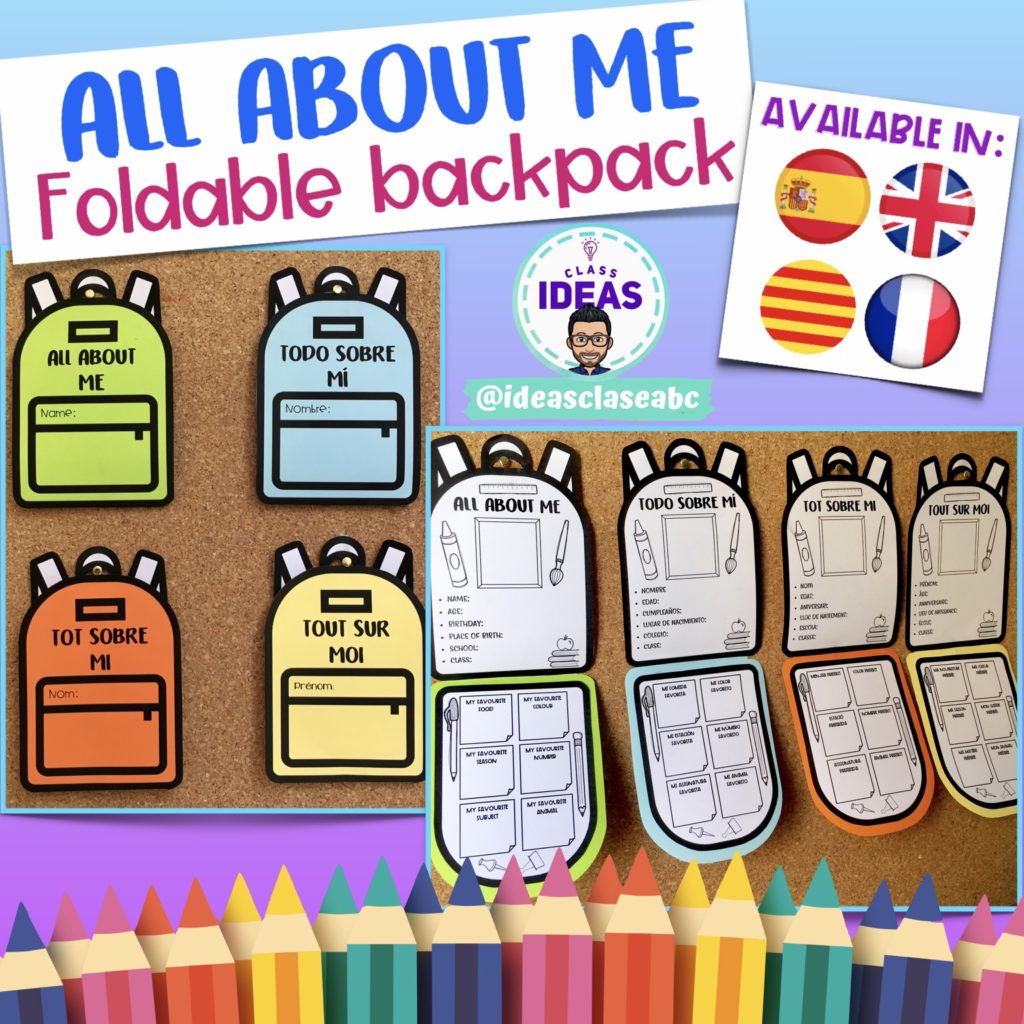 Todo Sobre Mí- Mochila Desplegable- Español, Inglés, Francés, Catalán ...