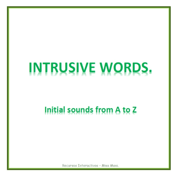 Encontrá la palabra intrusa. Láminas de la A a la Z. Inglés.