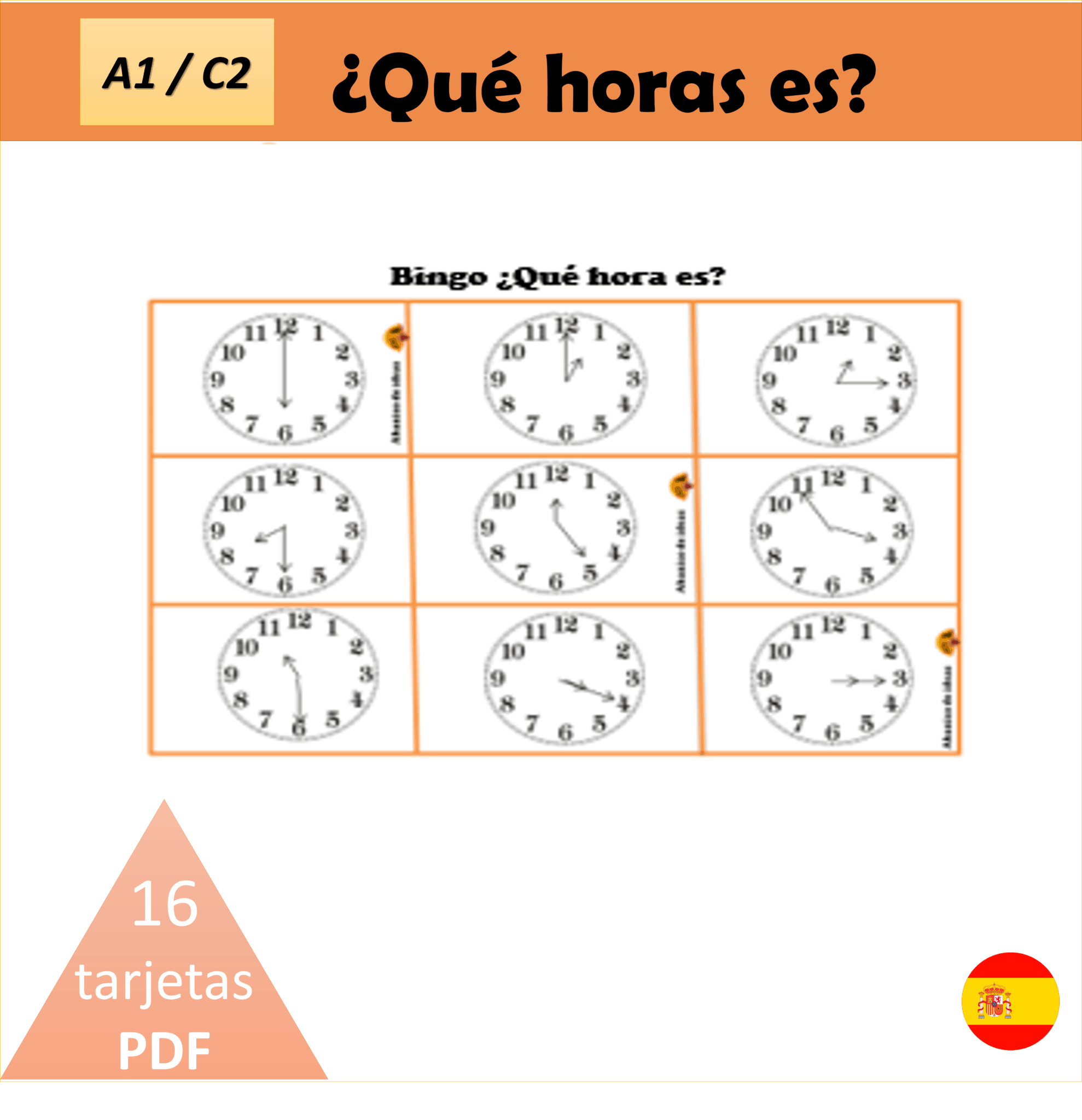 Bingo ¿Qué Hora Es? - Kumubox.com