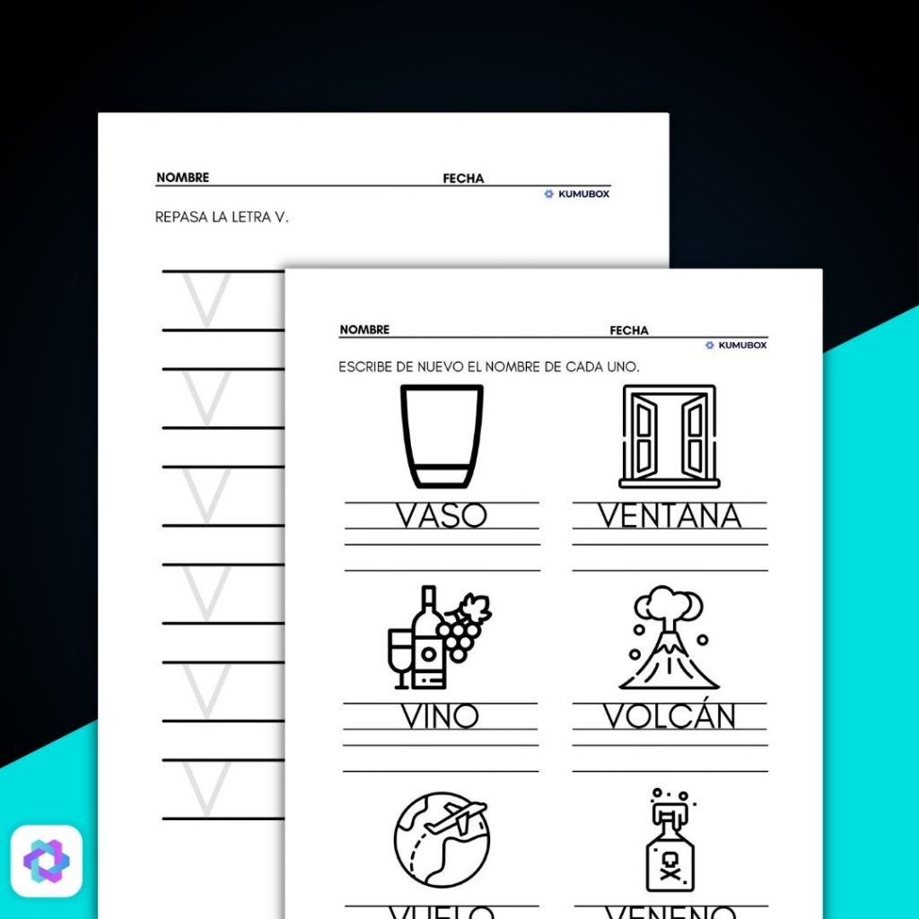 Cuadernos De Lectoescritura: Letra V | Kumubox.com