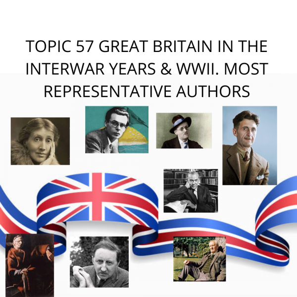 INFOGRAFÍA TOPIC 57 GREAT BRITAIN IN THE INTERWAR YEARS and WWII. MOST REPRESENTATIVE AUTHORS