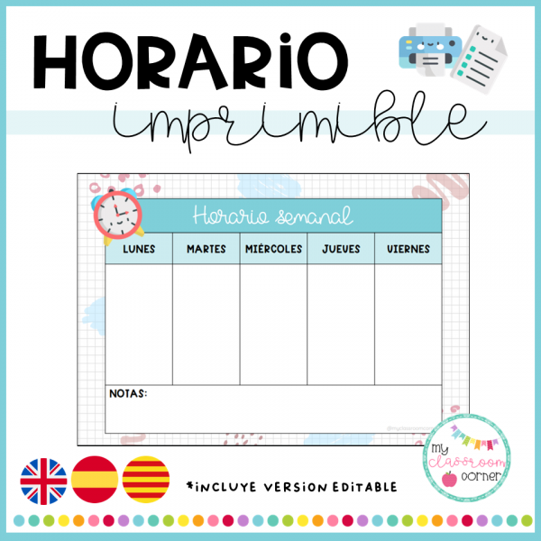 Horario imprimible y editable