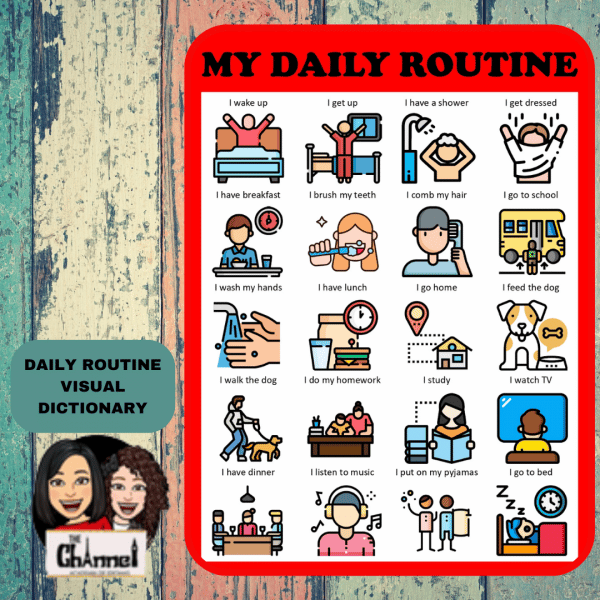 Daily Routine – Visual Dictionary – 20 words Colour