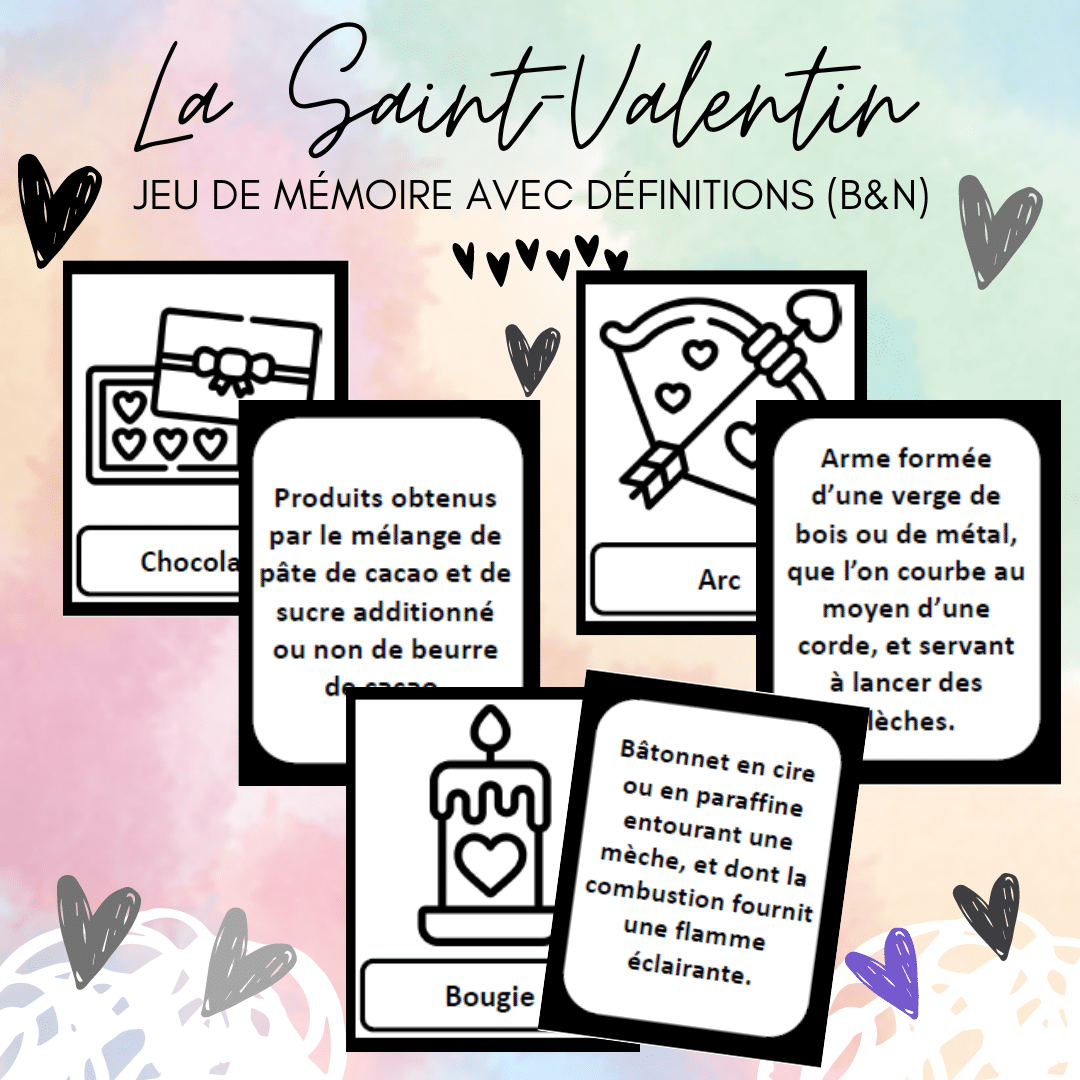 Saint-Valentin – Cartes Avec Définitions (B&N) | Kumubox.com