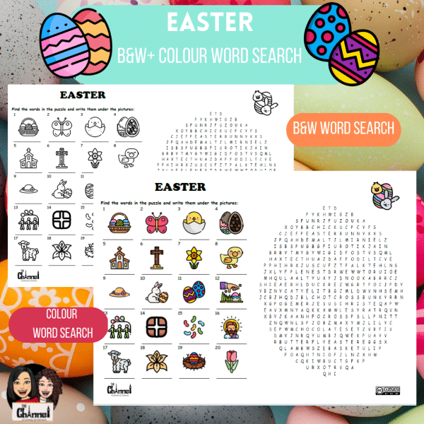 Easter – B&W + Colour Word Search