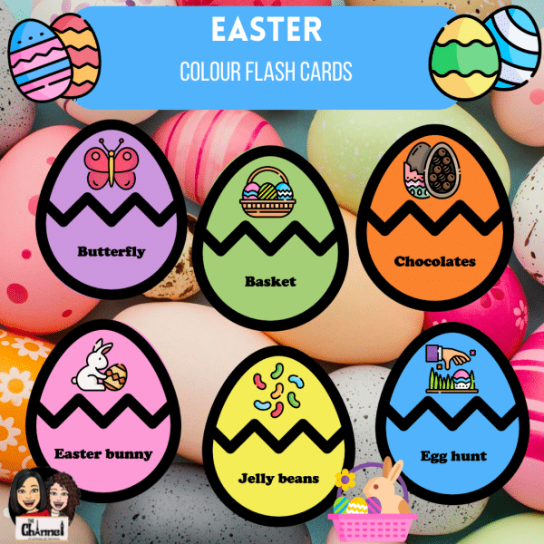 Easter -30 Flash cards (Egg shape) – Colour