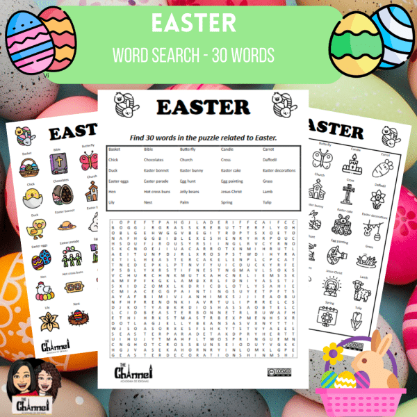 Easter -30 words- B&W + Colour Word Search