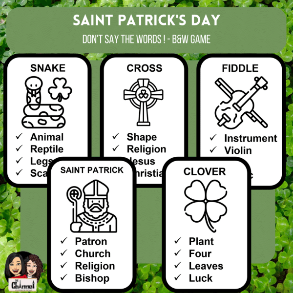 Saint Patrick’s Day – Don’t say the words! B&W Game