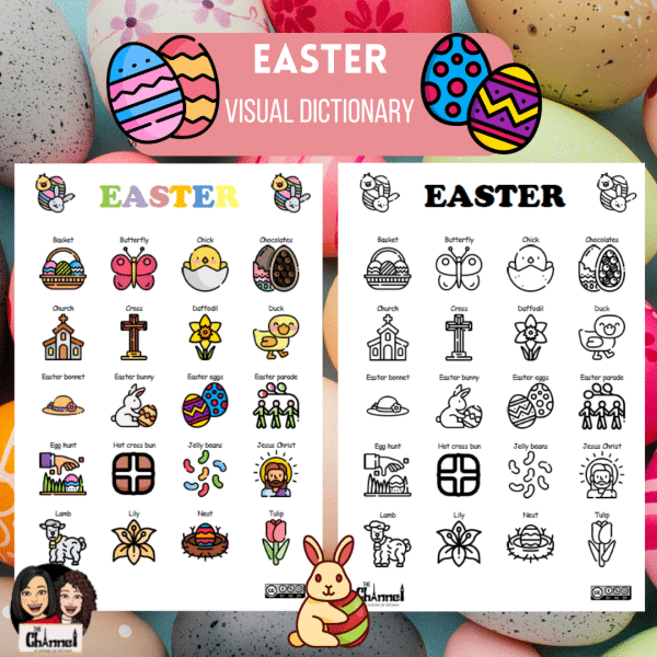 Easter – B&W + Colour Visual Dictionary – Freebie