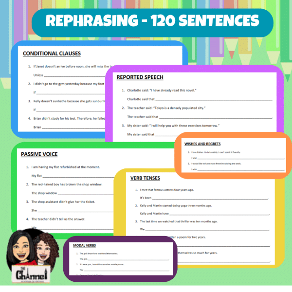 Rephrasing – 120 sentences + Key