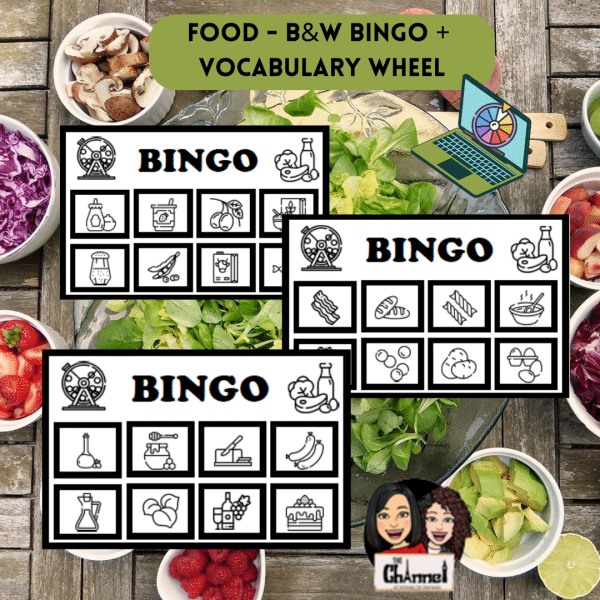 Food – B&W Bingo + Wheel