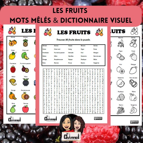 Les Fruits – Mots mêles & Dictionnaire Visuel