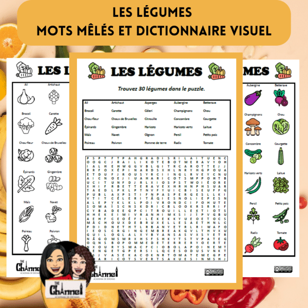 Les légumes – Mots mêlés + Dictionnaire Visuel