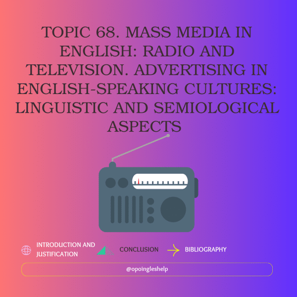 TOPIC 68 MASS MEDIA IN ENGLISH: RADIO AND TELEVISION. ADVERTISING IN ENGLISH-SPEAKING CULTURES: LINGUISTIC AND SEMIOLOGICAL ASPECTS.