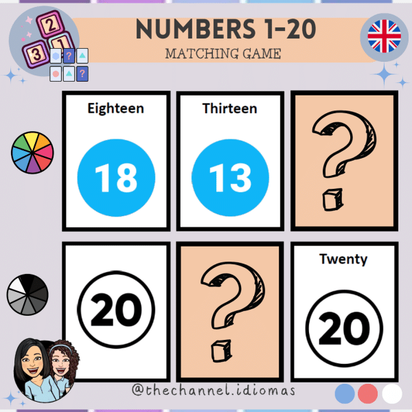 Numbers from 1 to 20 – Matching Game